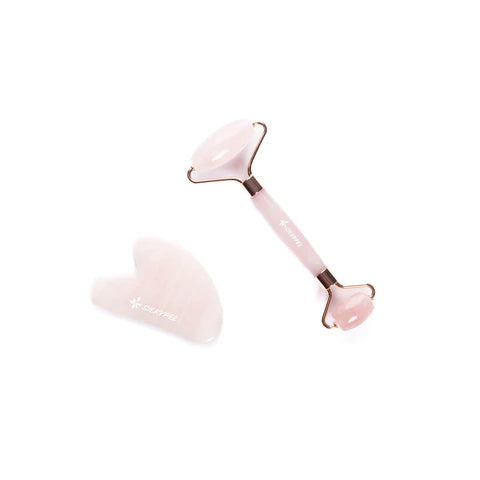 Silkypel Rose Quartz Anti Aging Roller & Gua Sha stone kit (170427384462)