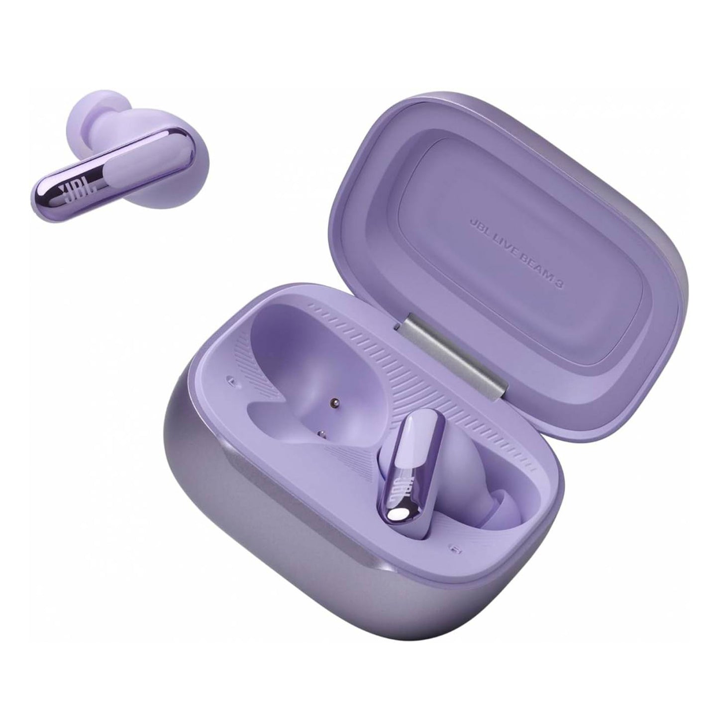 JBL Live Beam 3 - True wireless noise-cancelling closed-stick earbuds, 48Hrs total playback, Wireless Charging, 6 Mics for perfect calls, Multi-point connection, IP55 waterproof and dustproof (Purple)