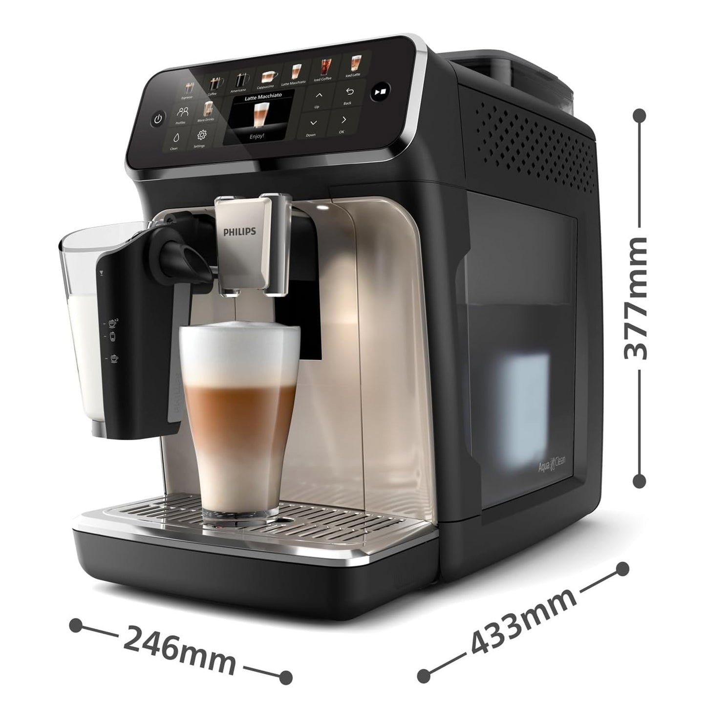Philips Fully Automatic Espresso Machine Series 5500-20 Beverages, LatteGo, Extra Shot, Silent Brew, Intuitive Display, 4 User Profiles, 12 Settings for Ceramic Grinder, Chrome - EP5547/90