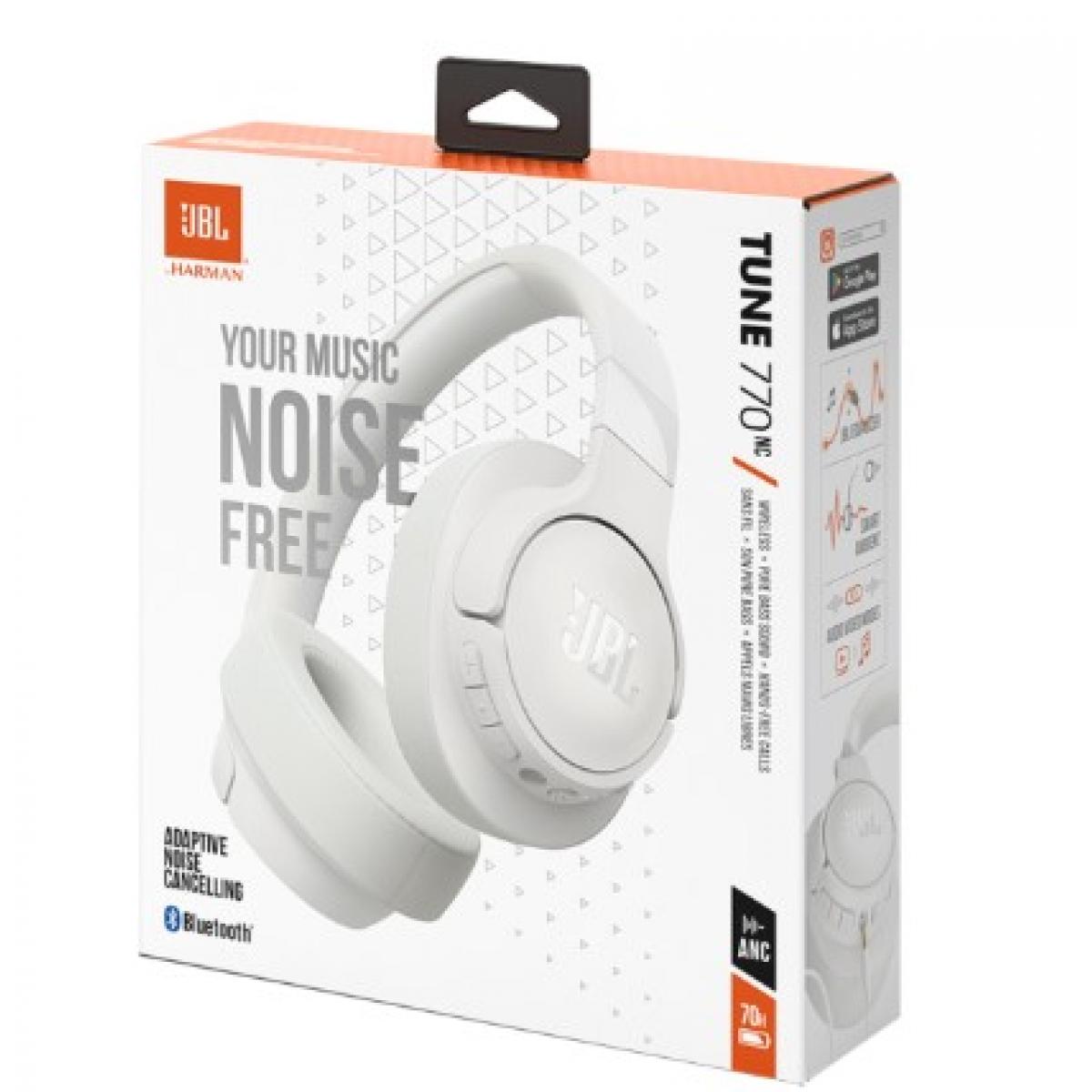 JBL Tune 770NC - Adaptive Noise Cancelling with Smart Ambient Wireless Over-Ear Headphones, Bluetooth 5.3, Up to 70H Battery Life with Speed Charge, Lightweight, Comfortable & Foldable Design (White)