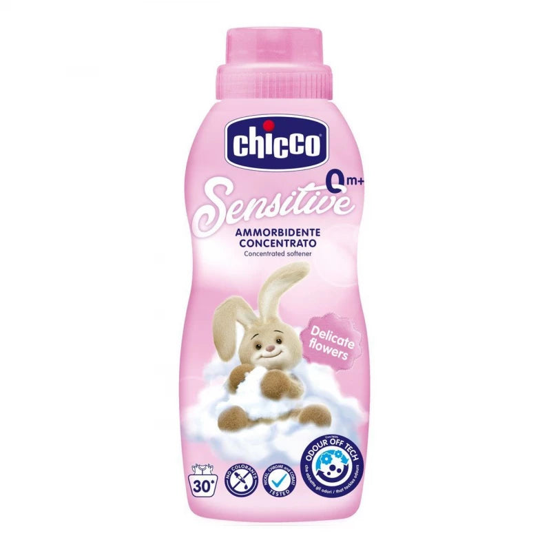 Chicco Fabric Softener, Delicate Flowers, 750ml, Hypoallergenic, Odor-Eliminating, Gentle on Sensitive Skin, 30 Washes