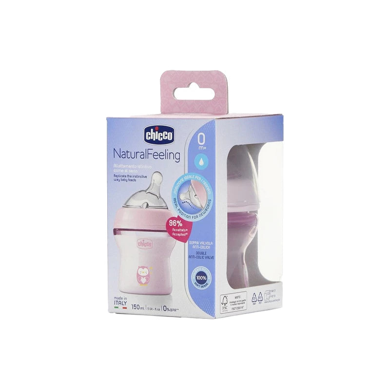 Chicco - Natural feeling 0M+ 150 ml Regular Flow - Pink