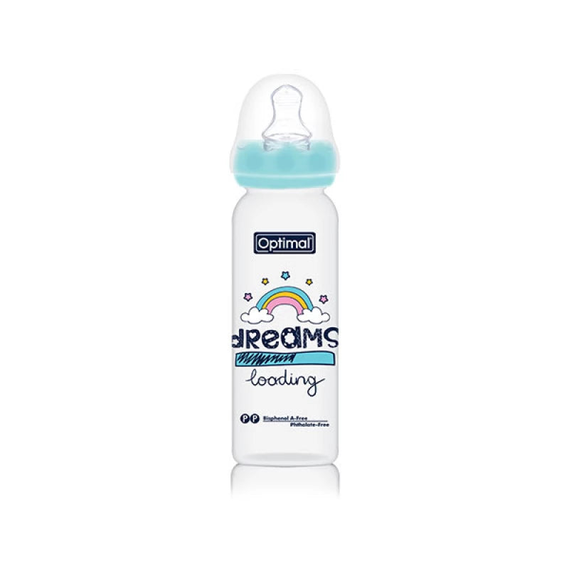 Optimal Narrow Neck Orthodontic Baby Bottle 240ml Blue, Pink, White, 6m+ BPA-Free