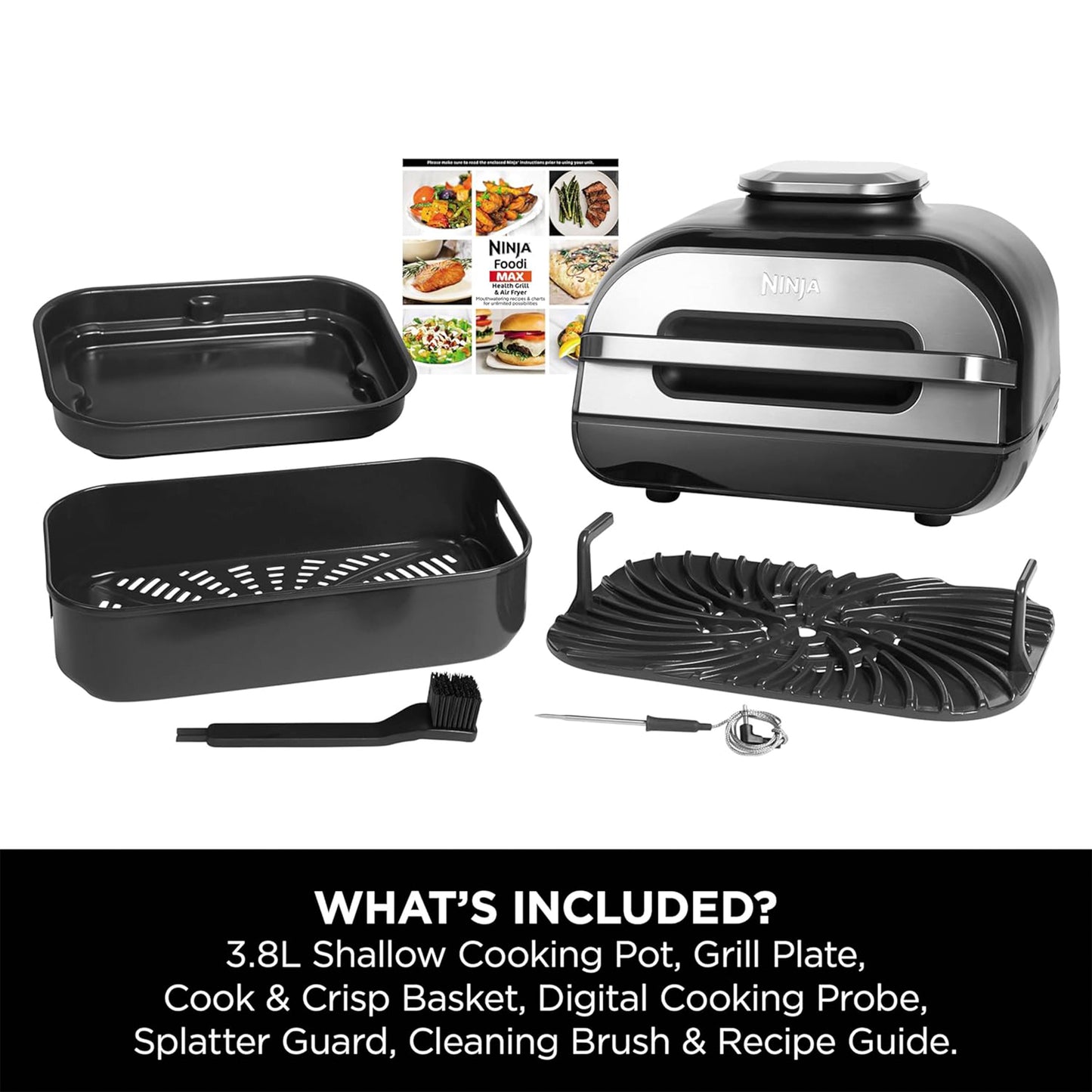 Ninja Foodi MAX Health Grill & Air Fryer 5.7L with Digital Cooking Probe(AG551UK)
