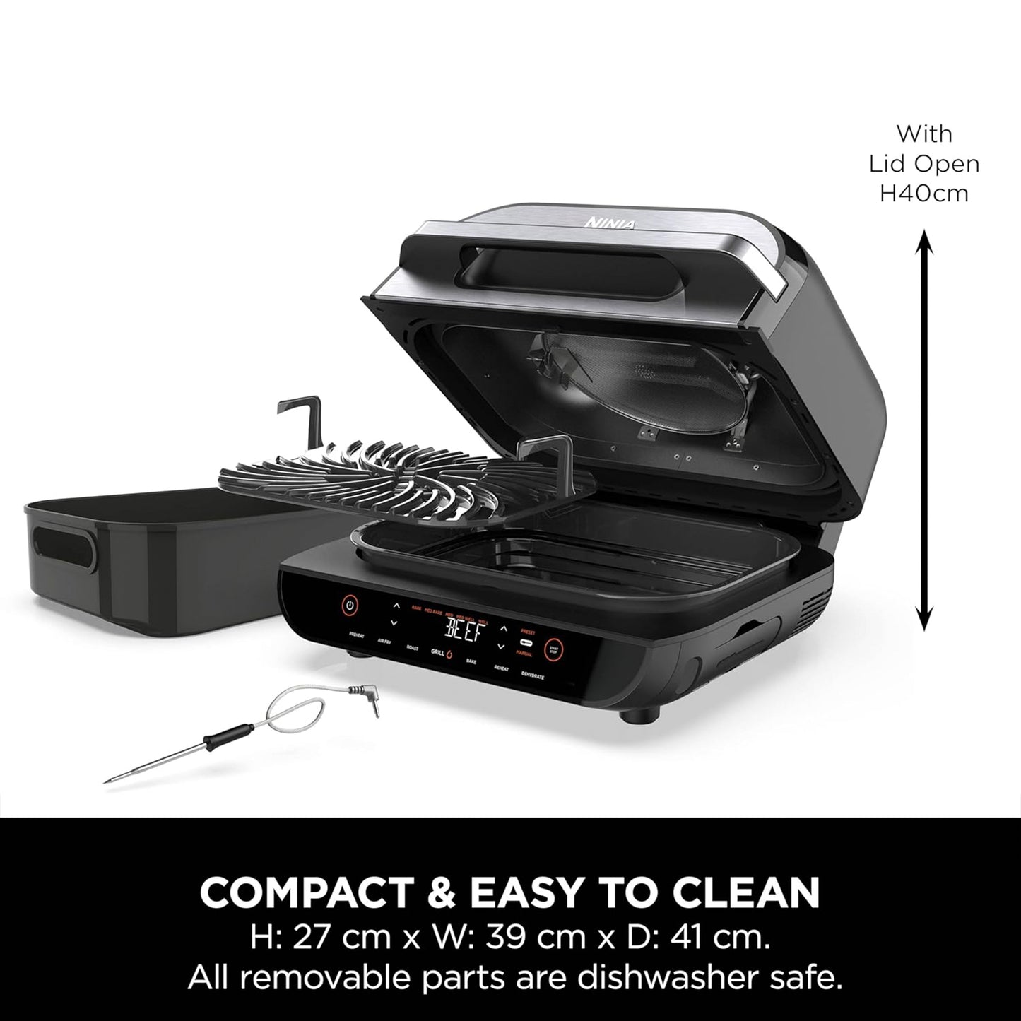 Ninja Foodi MAX Health Grill & Air Fryer 5.7L with Digital Cooking Probe(AG551UK)