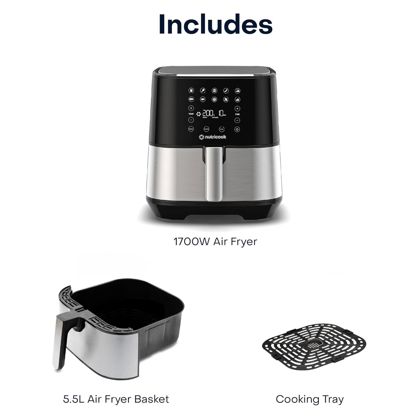NUTRICOOK RAPID AIR FRYER 2.0 5.5L SS (NC-AF205k)