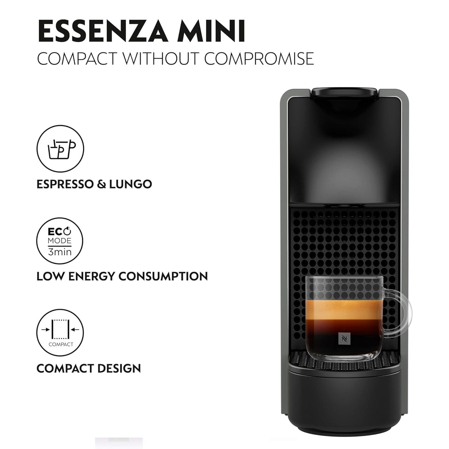 Nespresso Essenza Mini coffee machine by Nespresso, Grey