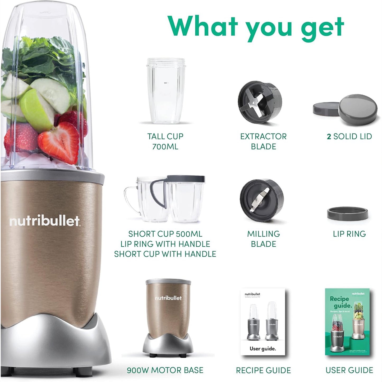 NUTRIBULLET Pro Multi-Function High Speed Blender 900W 12 Piece Set (NB9-1212)