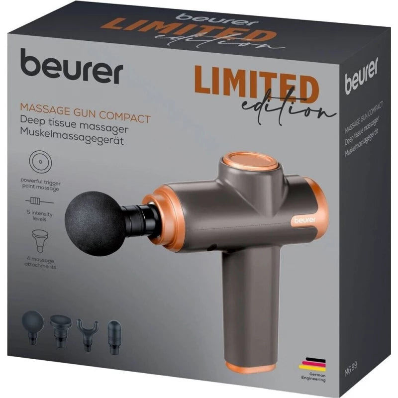 Beurer MG99 Deep Tissue Massage Gun, Professional Percussion Massager with Adjustable Speeds & Interchangeable Heads, Relieves Muscle Tension & Boosts Circulation