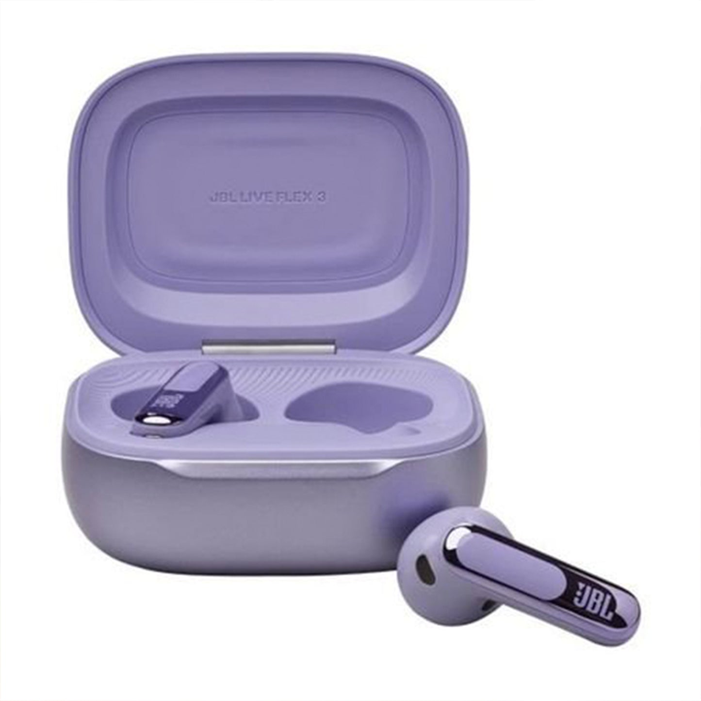 JBL LIVE FLEX 3 True wireless noise-cancelling earbuds with open-stick design and 50 hours total playback plus wireless charging, Purple