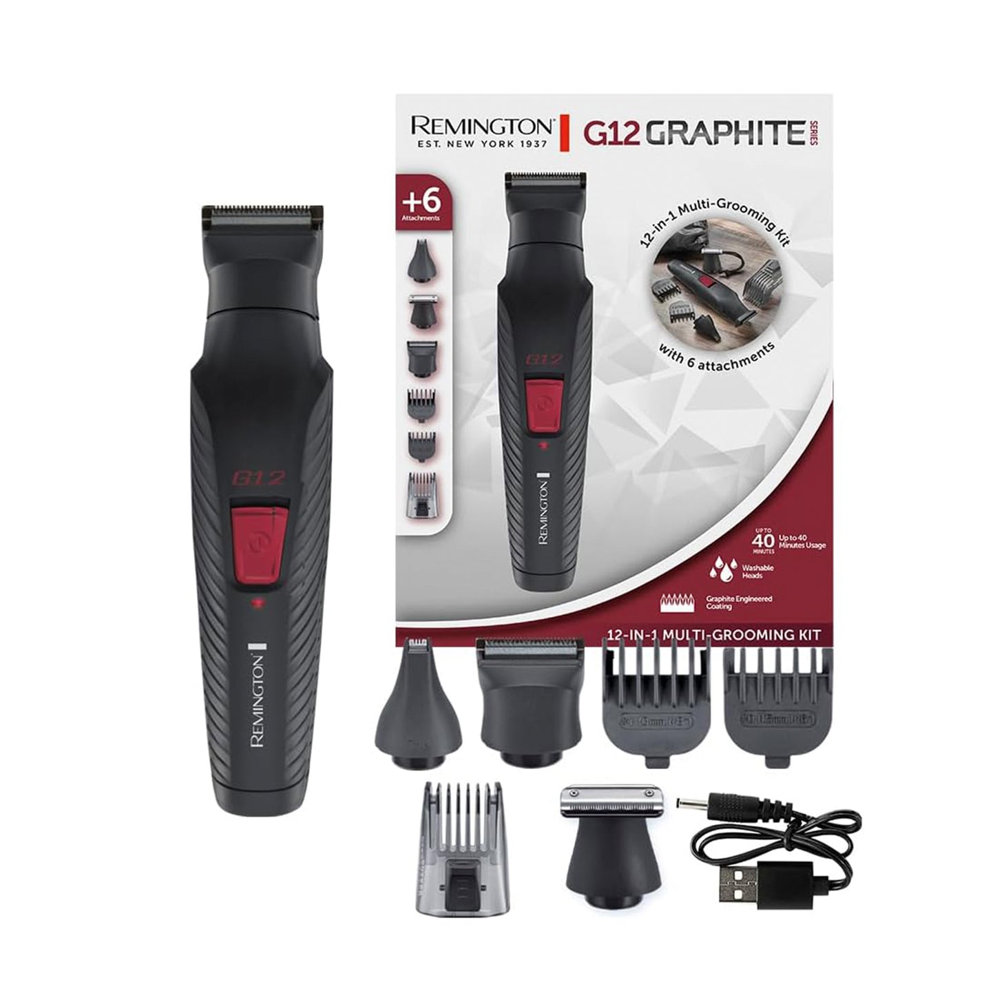 Remington Hair Clipper Men [12-in-1 Kit with 6 attachments (PG2120)