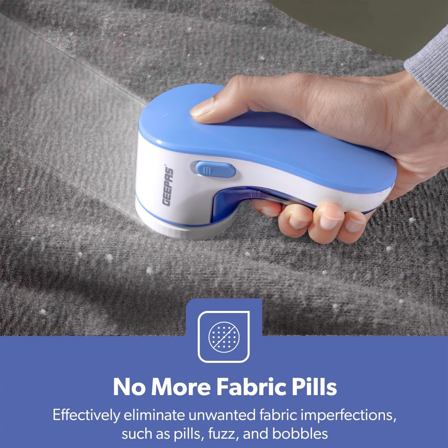 GEEPAS Lint Remover | Rechargeable Fabric Shaver for Clothes Wool Cotton Upholstery Pills (GLR63068UK-BL)
