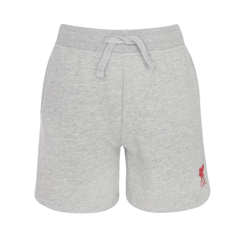 Liverpool FC Kids' Grey Sweat Shorts: Comfortable Sportswear for Young Fans, Available in 11/12 Years Size. Perfect for Play or Showing Team Spirit!