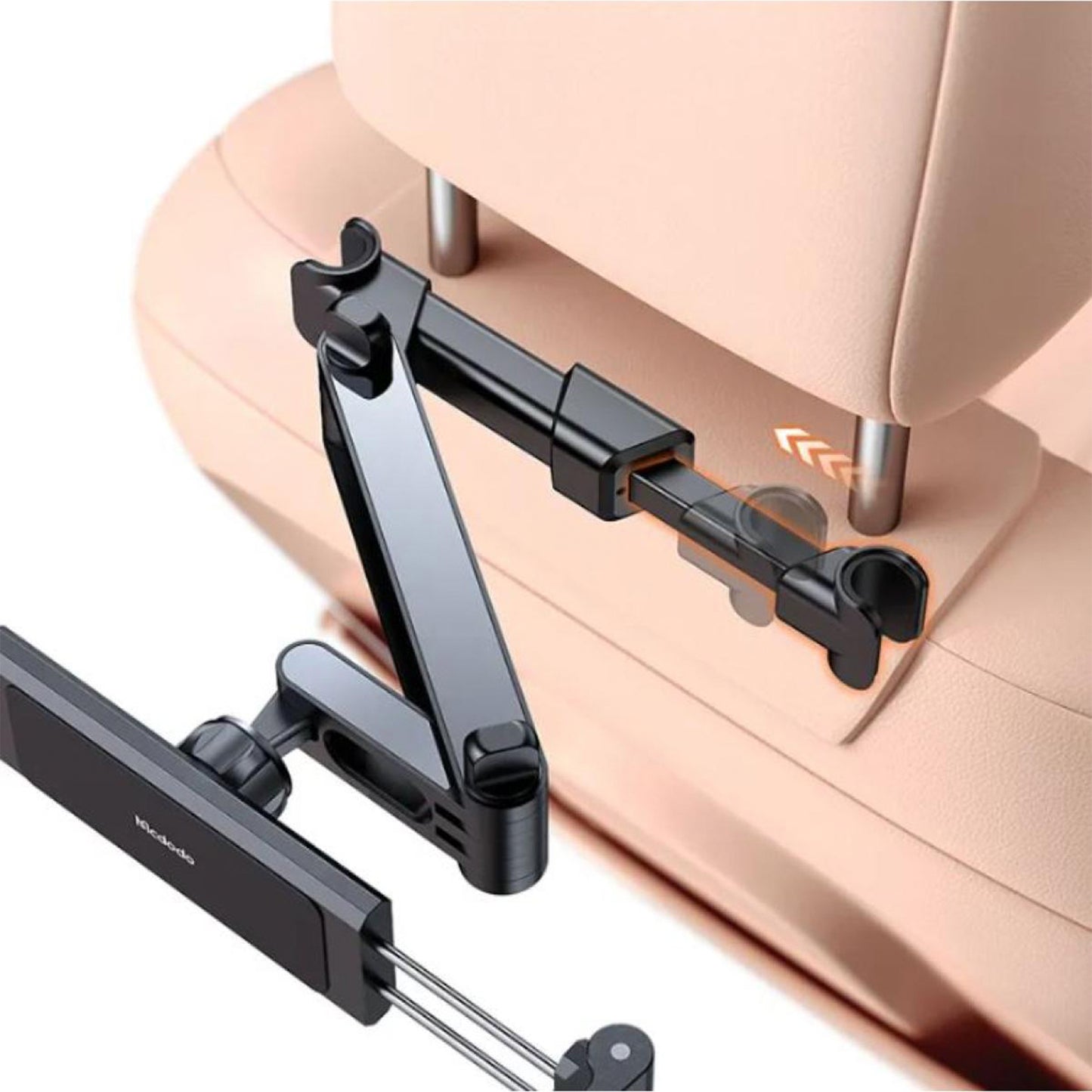 Mcdodo CM-4320 Car Headrest Mount for Tablet and Phone for car headrest and design with mechanical switch can hold tablet tightly connection for 360-degree rotation