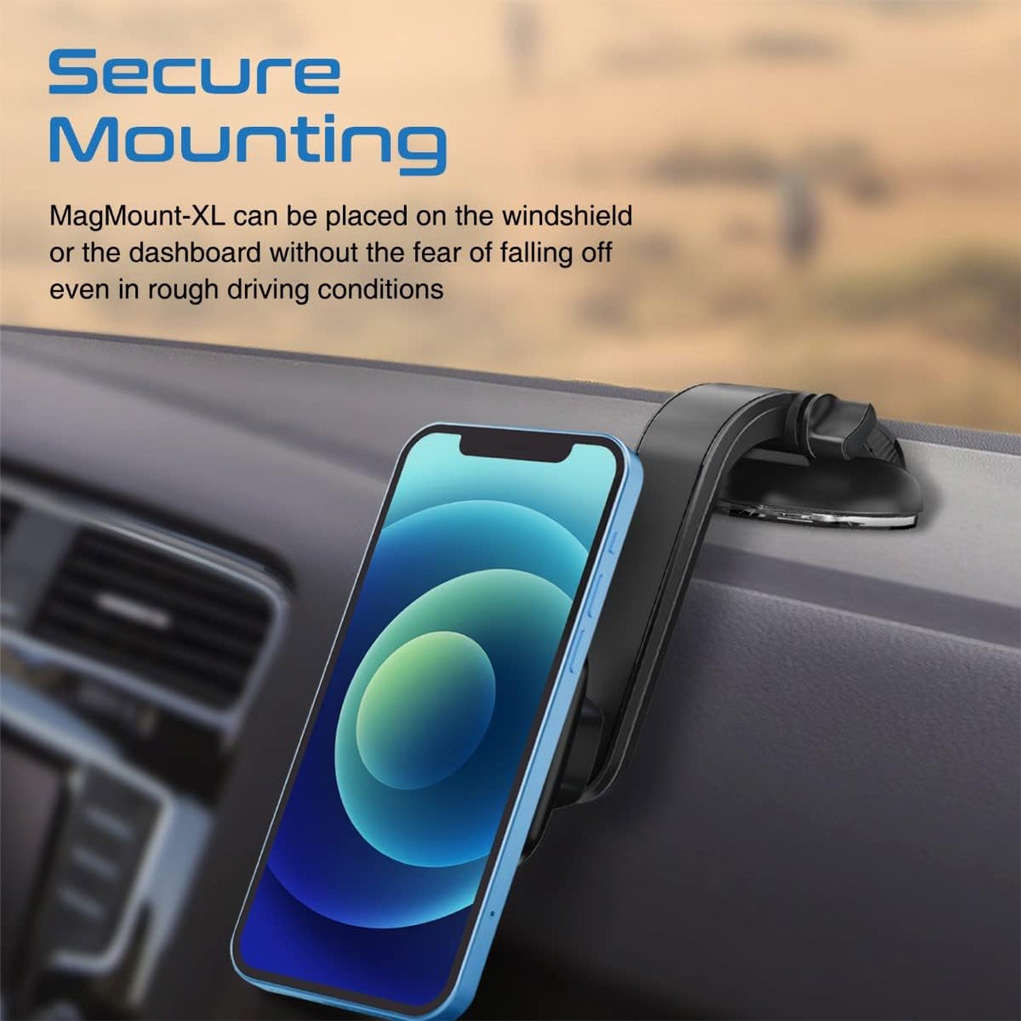 Promate Car Phone Holder, Magnetic Stick-On Dashboard Mobile Mount with 360 Degree Cradle-Free Design, Anti-Slip Grip and Magnetic Ring