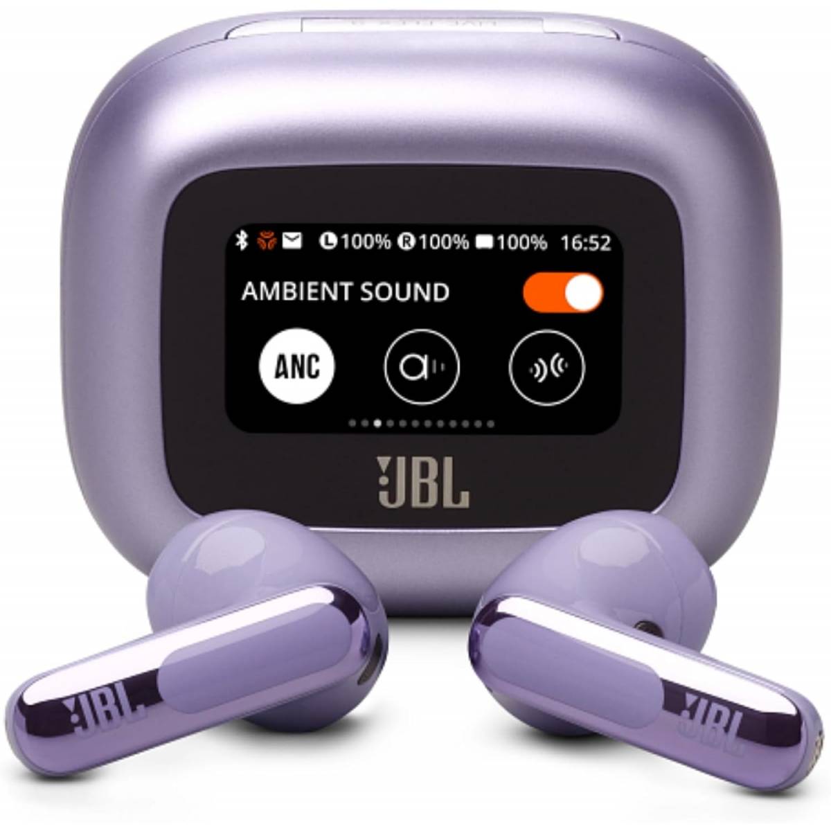 JBL LIVE FLEX 3 True wireless noise-cancelling earbuds with open-stick design and 50 hours total playback plus wireless charging, Purple