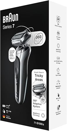 Braun Series 7 71-S1000s Wet & Dry Shaver With Travel Case, Silver