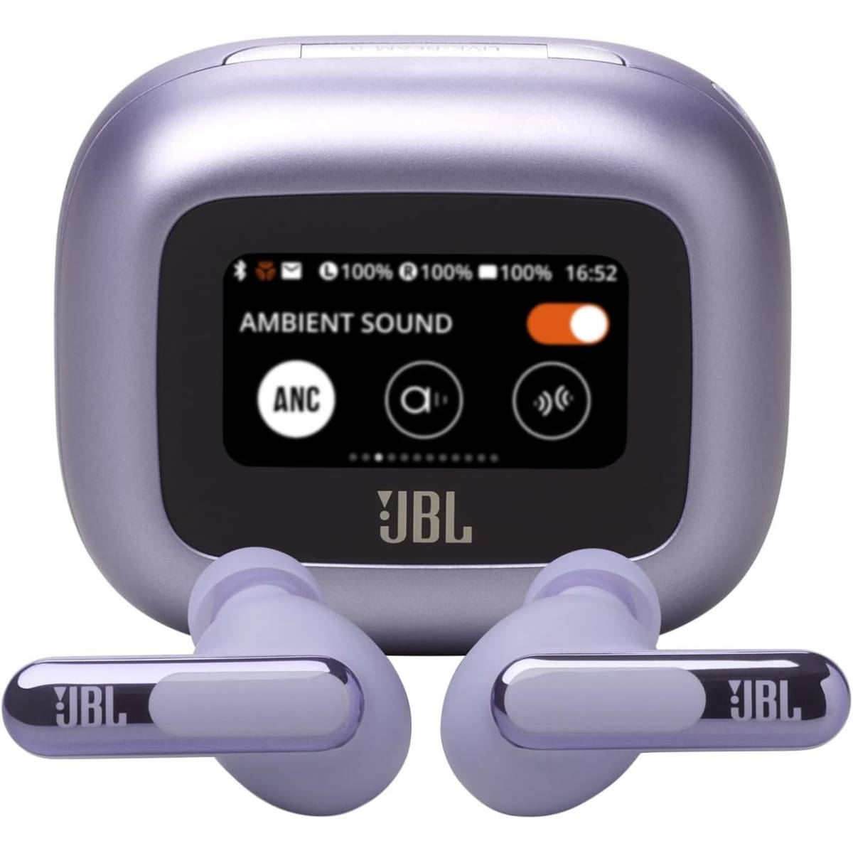 JBL Live Beam 3 - True wireless noise-cancelling closed-stick earbuds, 48Hrs total playback, Wireless Charging, 6 Mics for perfect calls, Multi-point connection, IP55 waterproof and dustproof (Purple)