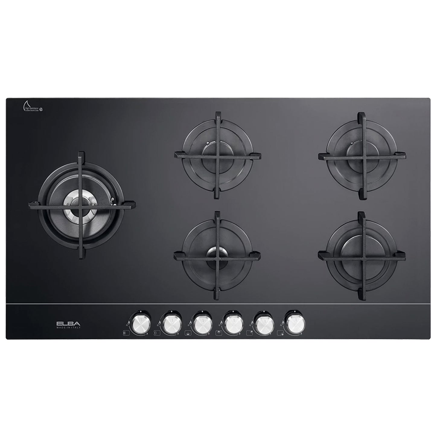 Elba Elio Gas Hob Black Ceramic Glass 5 Burners (ELIO 95-565CG)