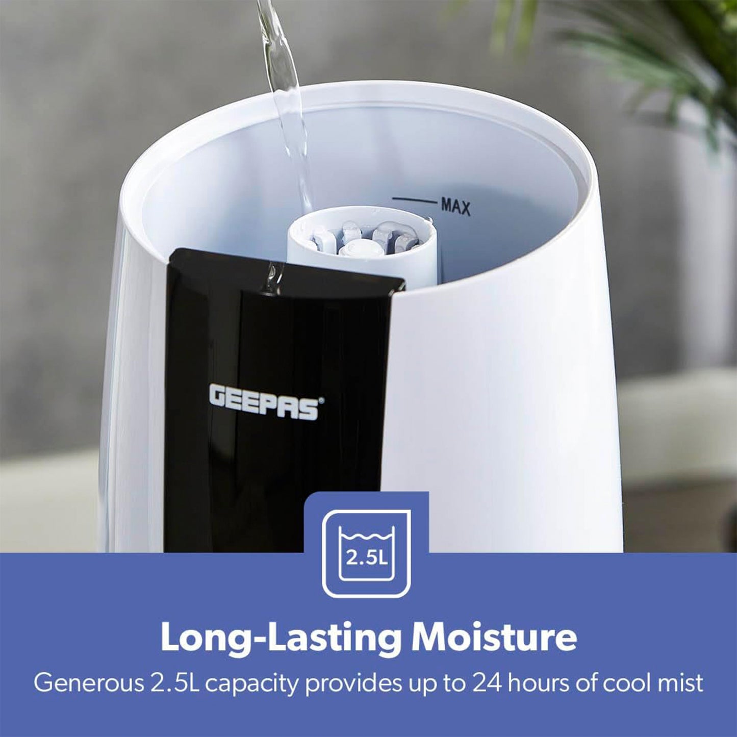 GEEPAS Ultrasonic Humidifier for Bedroom Baby Room (GUH63072UK)