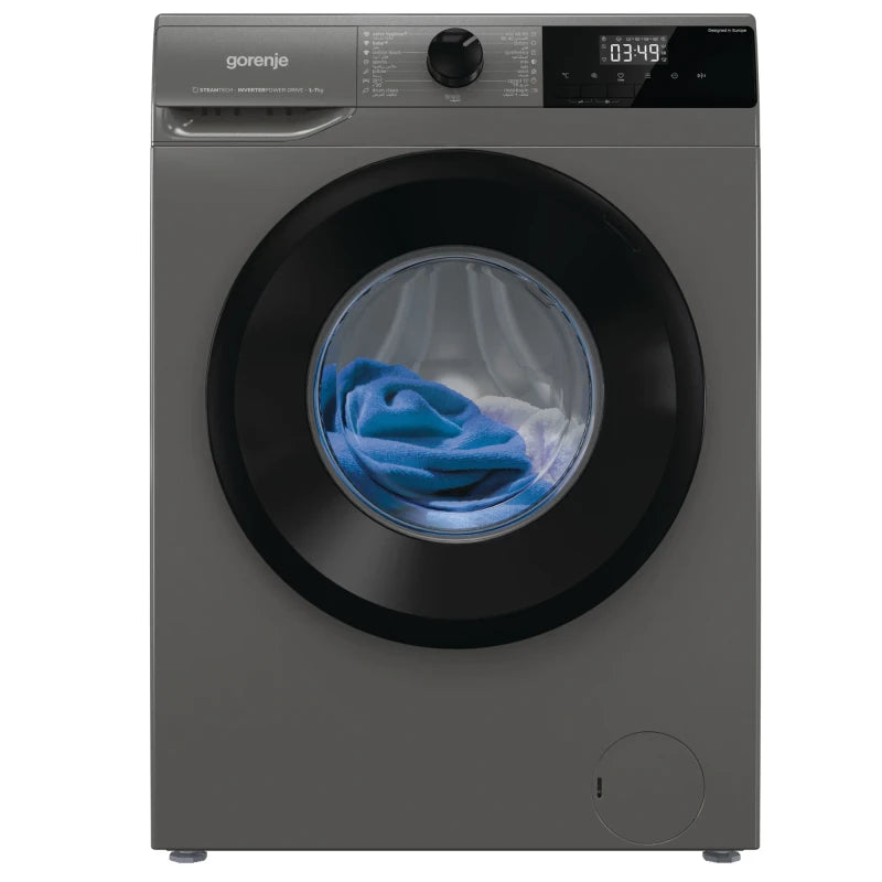 Gorenje W3NHPI82FAS 8kg Washing Machine, 1200 RPM, Titanium Grey, Efficient and Practical Design for Powerful Cleaning and Convenient Everyday Laundry
