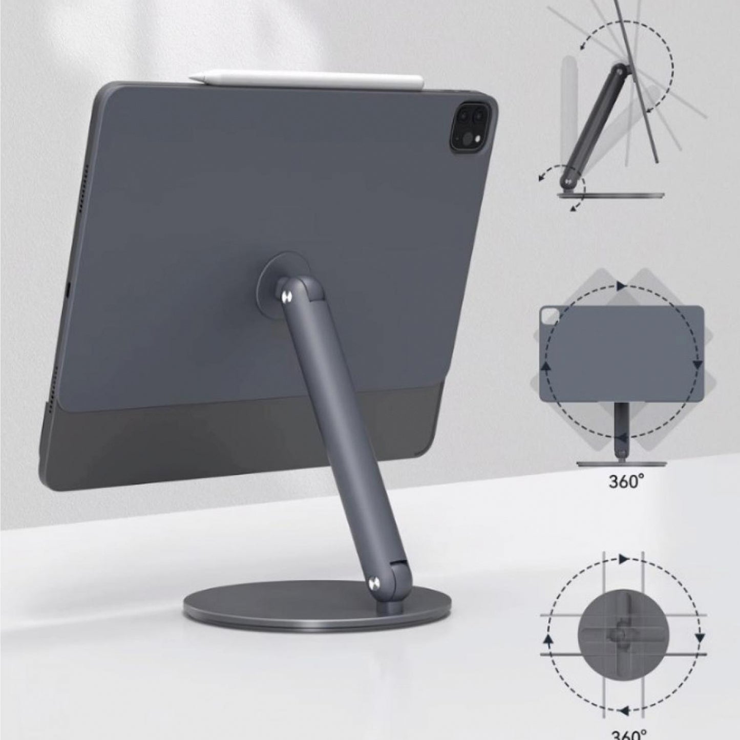 WIWU ZM-310 Hubble Tablet Stand iPad Pro 13 Multiple Adjustable Angles, Rotatable and Foldable, High-Quality Build - Gray
