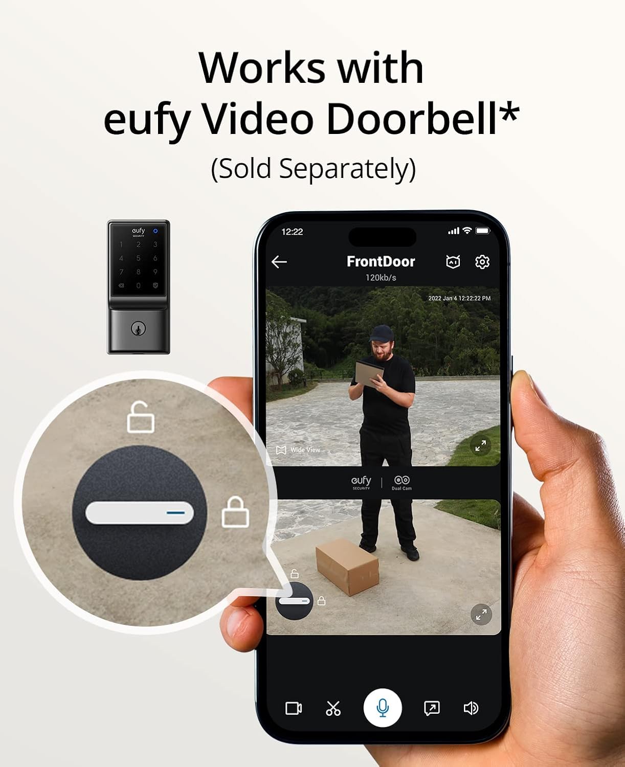 eufy Security Smart Lock C210, Keyless Entry Door Lock, Built-in WiFi Deadbolt, Smart Door Lock, No Bridge Required, Easy Installation, Touchscreen Keypad, App Remote Control, 4 AA Batteries Included