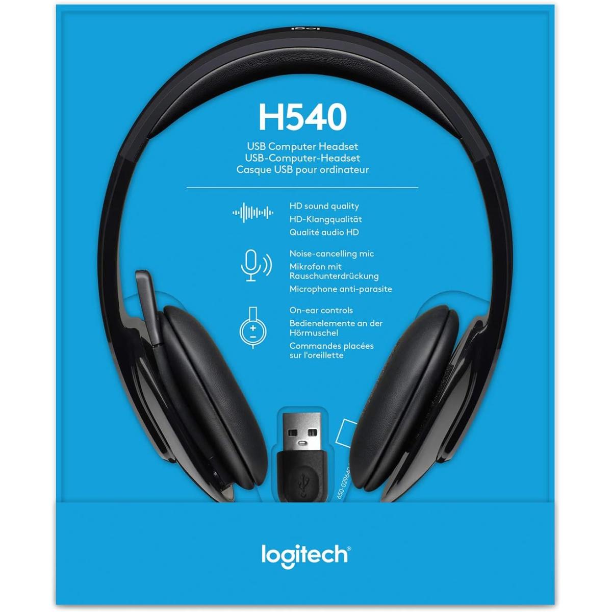 Logitech H540 High-Performance USB Headset For Windows & Mac , Skype Certified (981-000480)