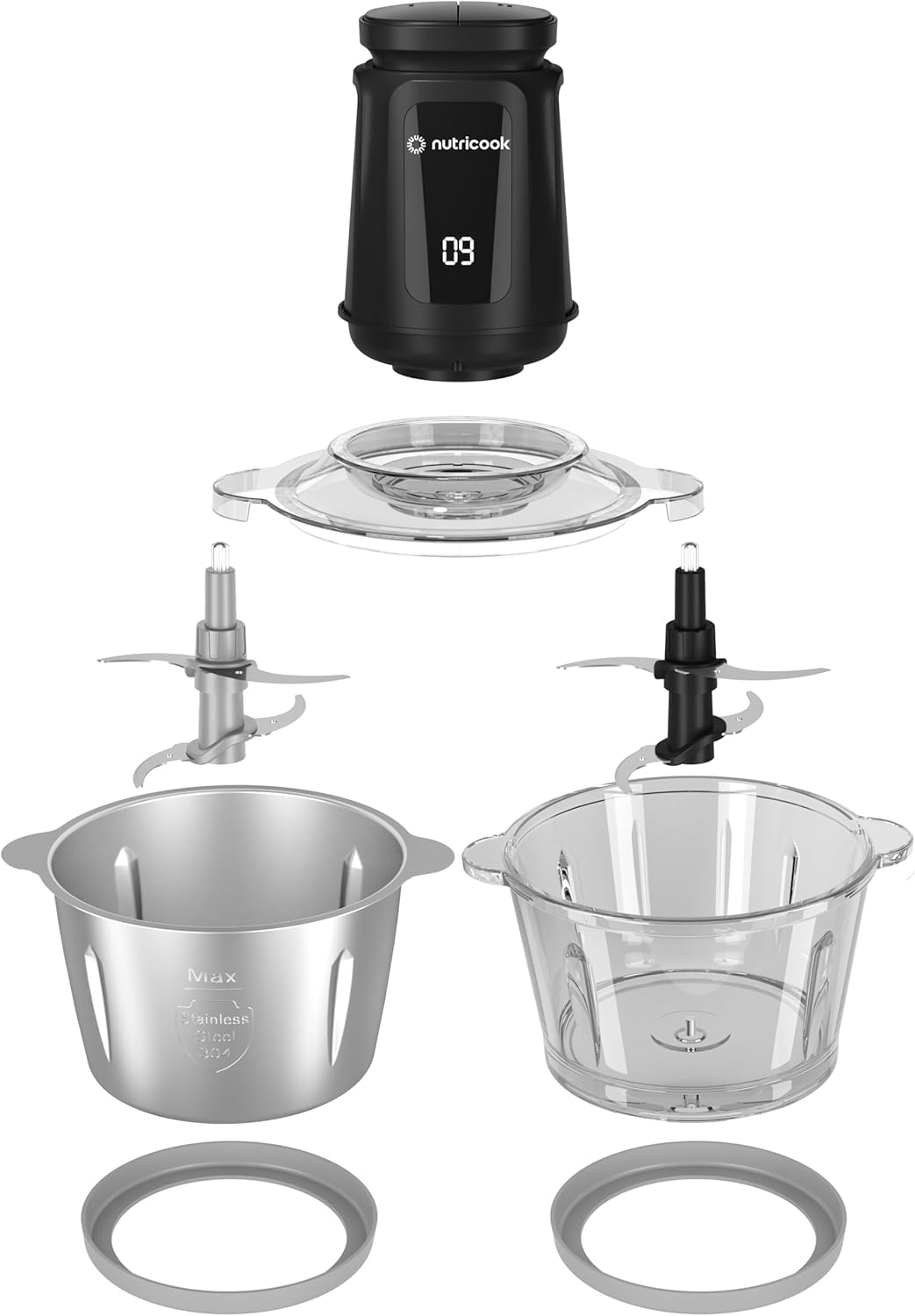 Nutricook 2+2 L XXXL Glass & SS Chopper and Mincer,500W (NC-CH2000)