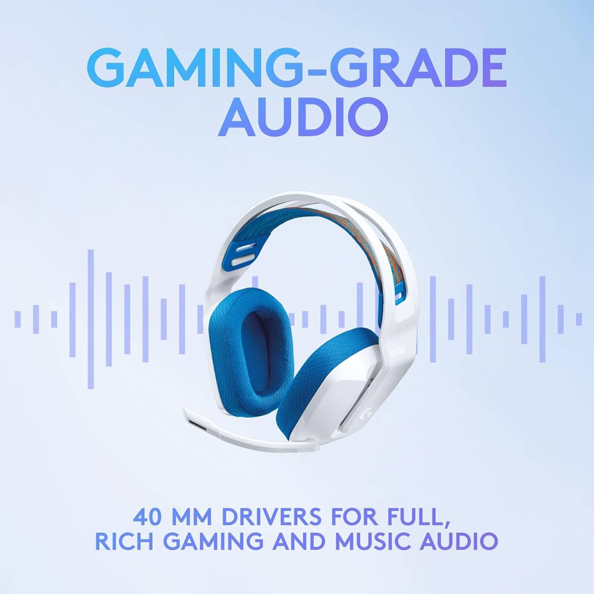 Logitech G335 Wired Gaming Headset – 40mm Drivers, Suspension Headband, Flip‑to‑Mute Mic, 240g Lightweight Build, 3.5mm Plug‑and‑Play, White