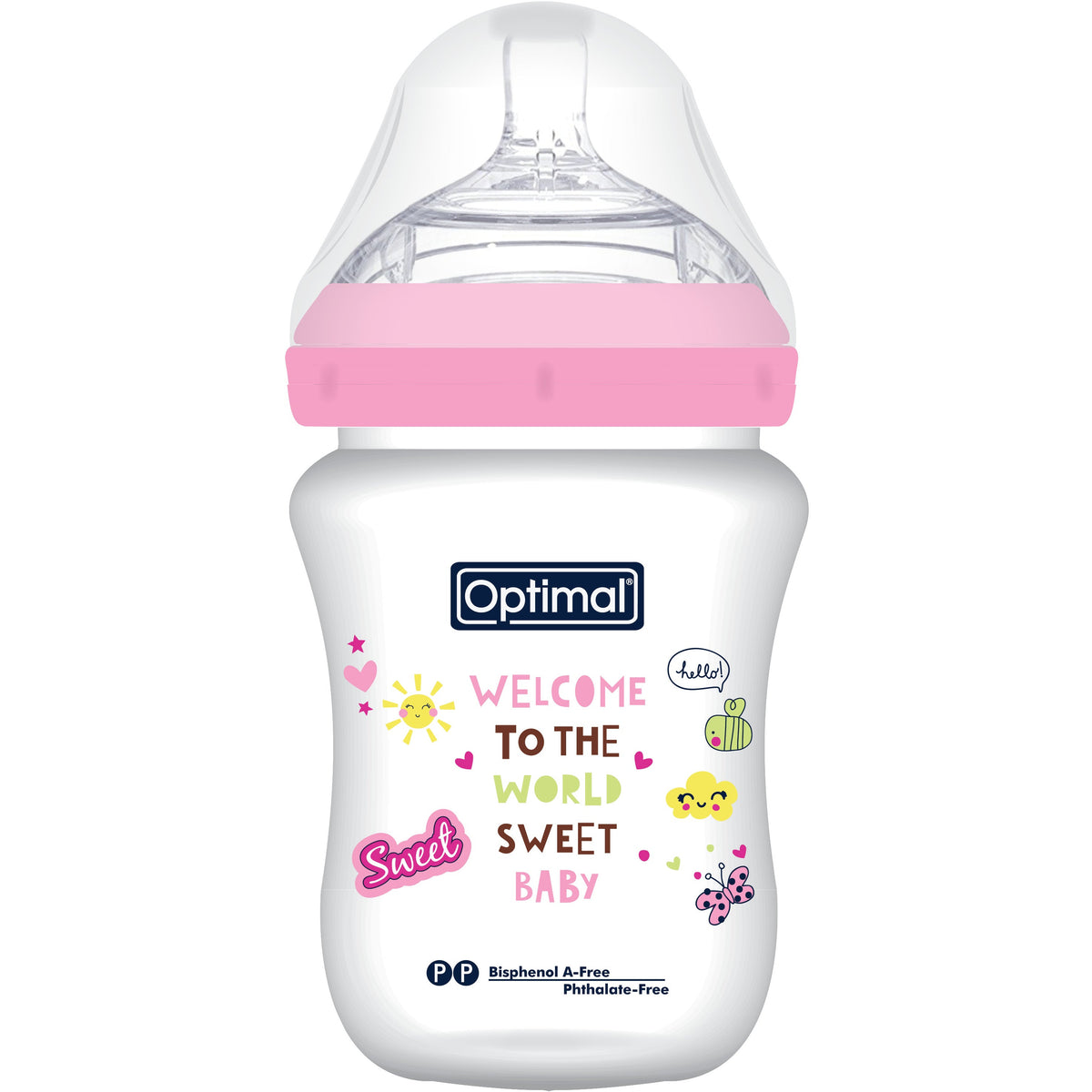 OPTIMAL Mamilla Extra Wide Neck 300ml 0+ - Blue , Pink , Green