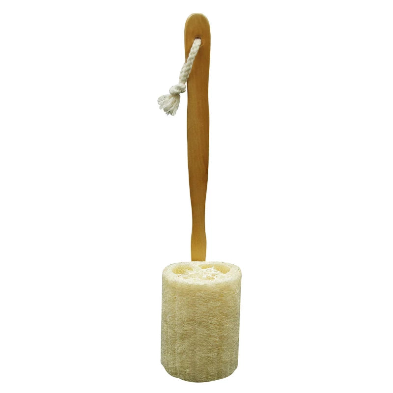 Optimal Loofah Sponge with Wooden Handle for Exfoliating Body Care and 100% Natural Cleansing 1 Count