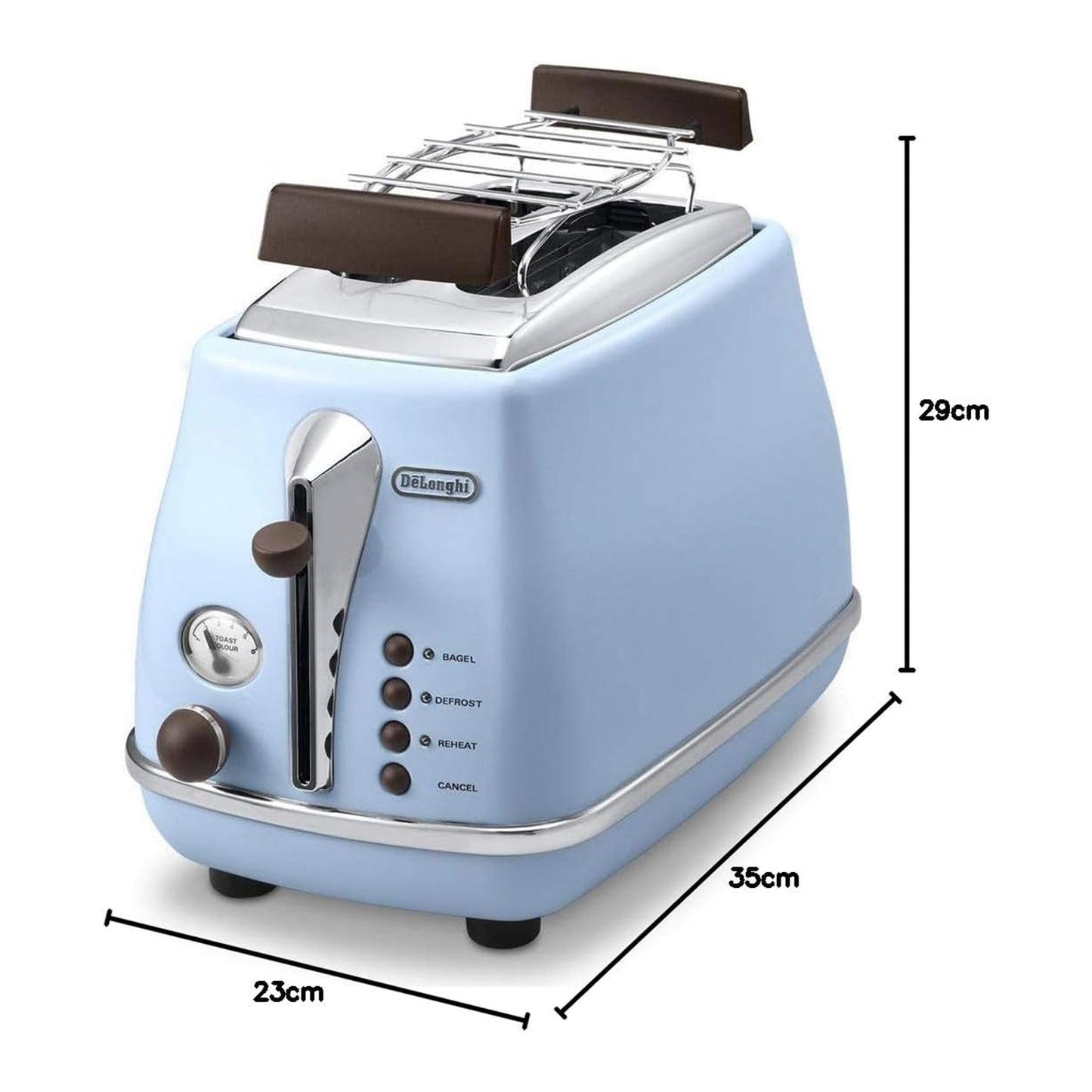 Delonghi Toaster with Vintage Design 2-Slice Capacity and 900W (CTOV2103.AZ)