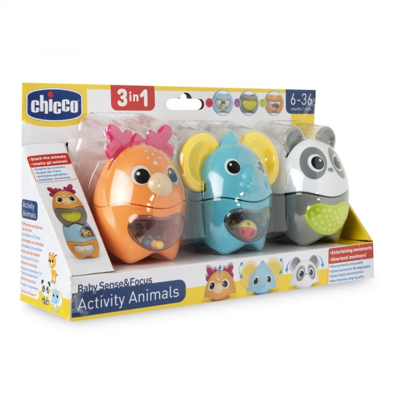Chicco Activity Animals Stacking Toy Set, 6-Piece, Sensory Development, 6-36 Months