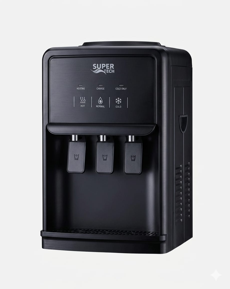 SuperTech Direct Connect Tabletop Inverter Water Dispenser, 3 Taps, 7L Capacity, Black, RAX5-2-81TB
