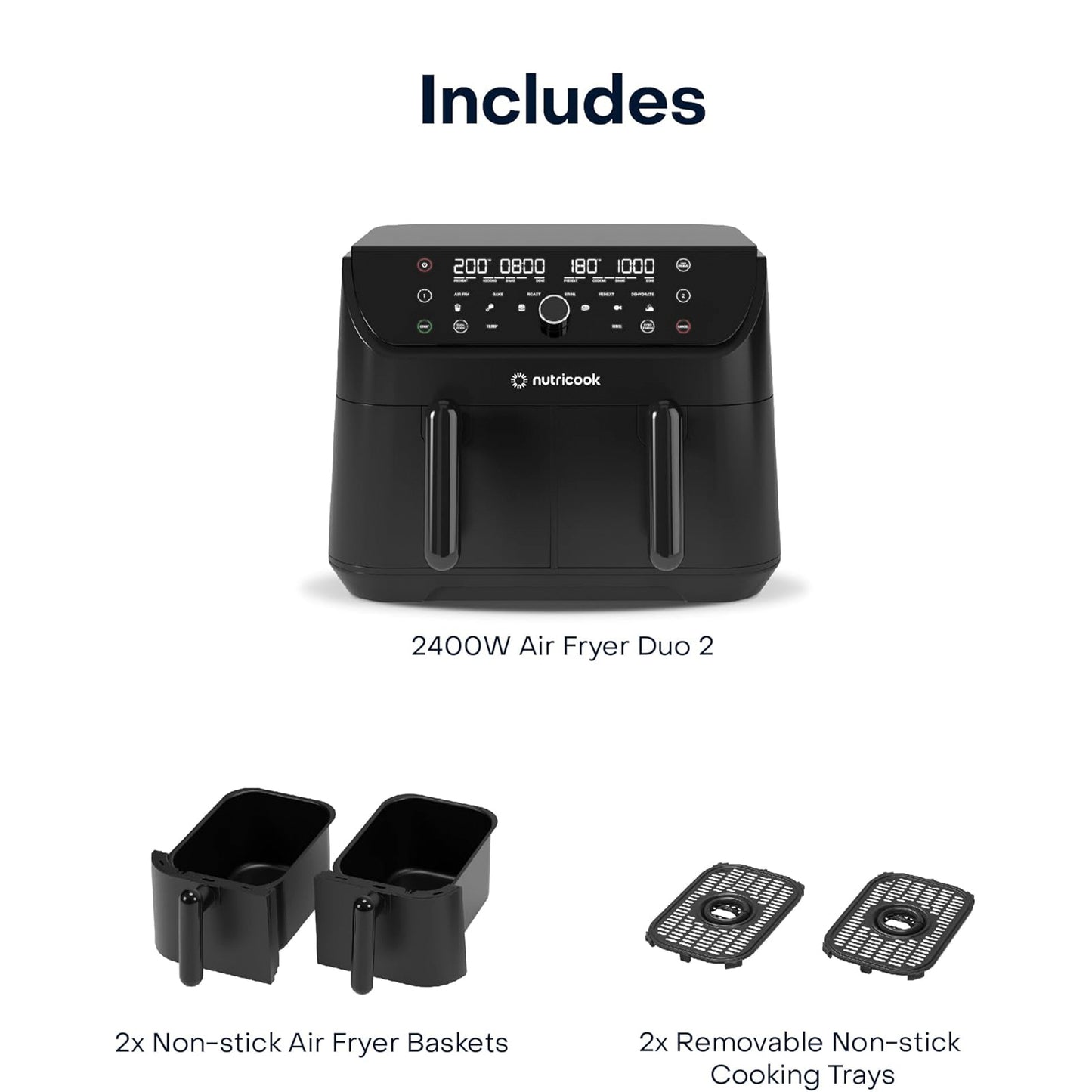 Nutricook Air Fryer Duo 2, 8.5L Independently Controlled Dual Baskets