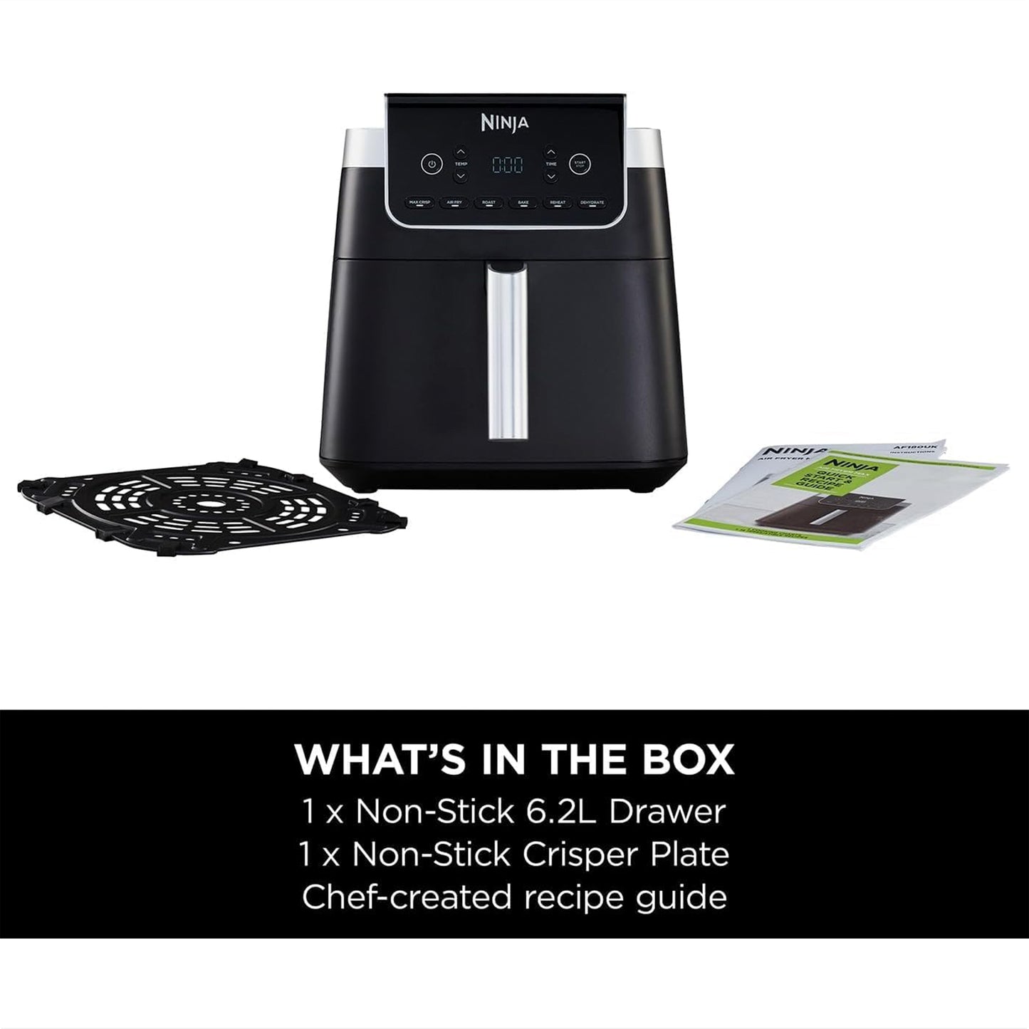 Ninja Air Fryer MAX PRO, 6.2L, Large Square Single Drawer (AF180ME)