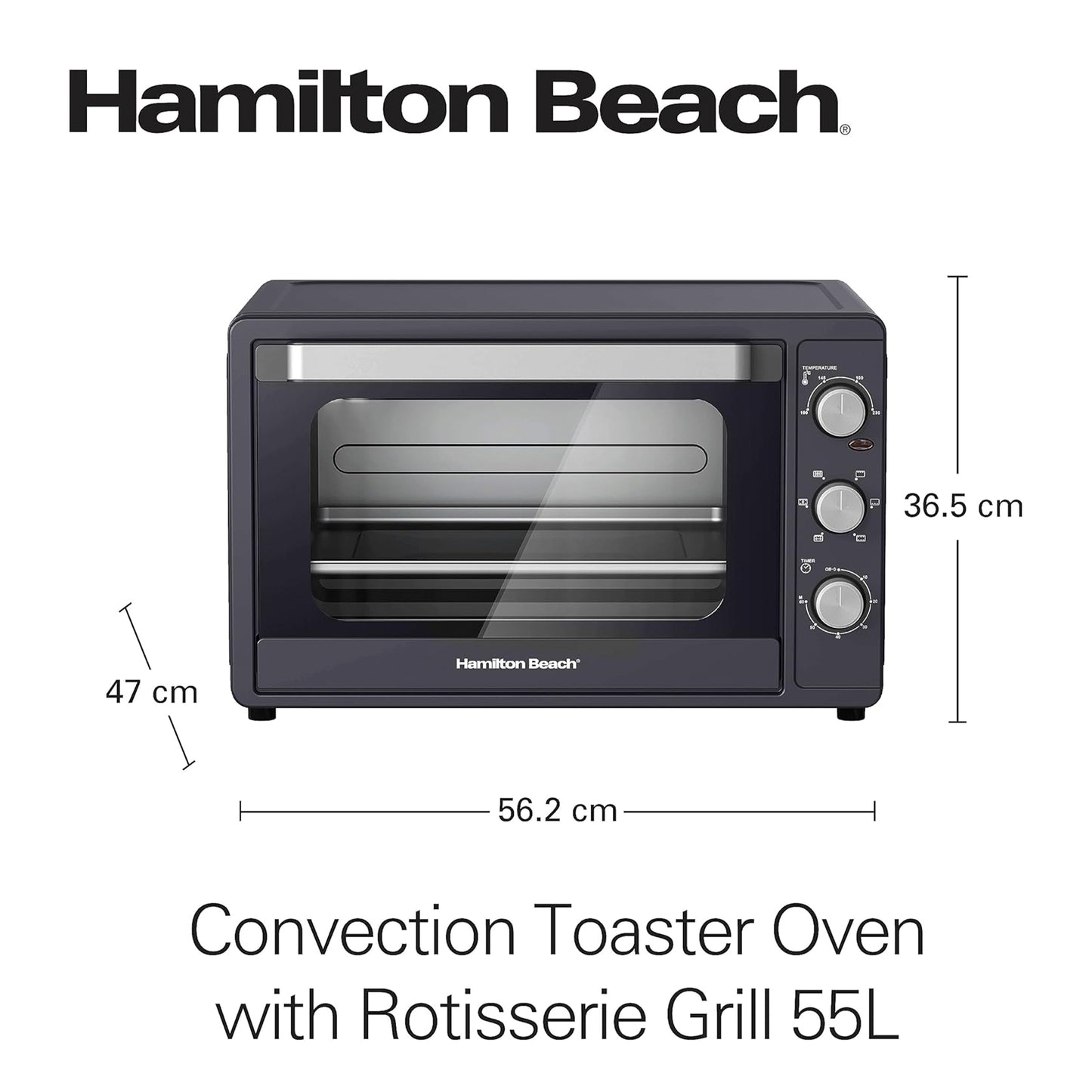 HAMILTON Beach Convection Toaster Grill Oven 55 Liters 2000 Watt - Black CTGL55-ME