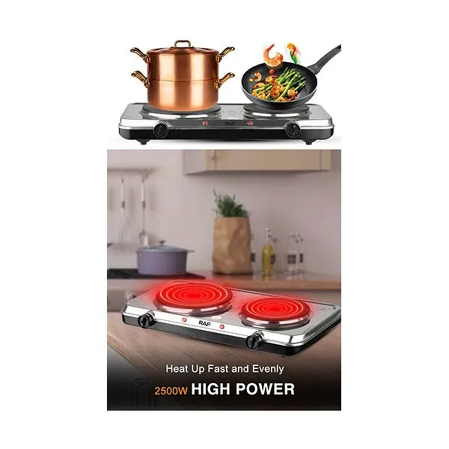 Electric Stove 2500W double stove (R.8007B / RAF)