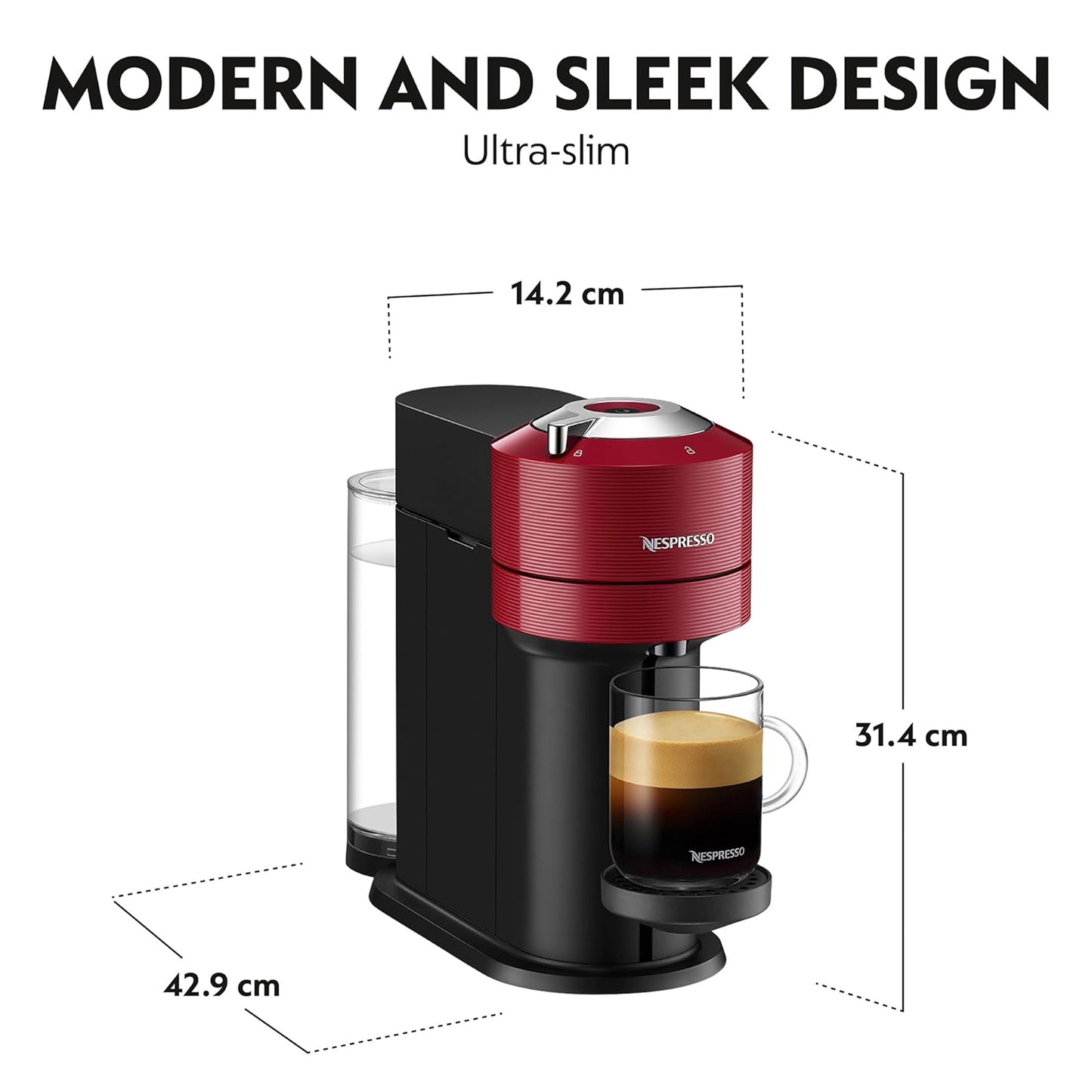 Nespresso Vertuo Next coffee machine by Nespresso, Cherry Red