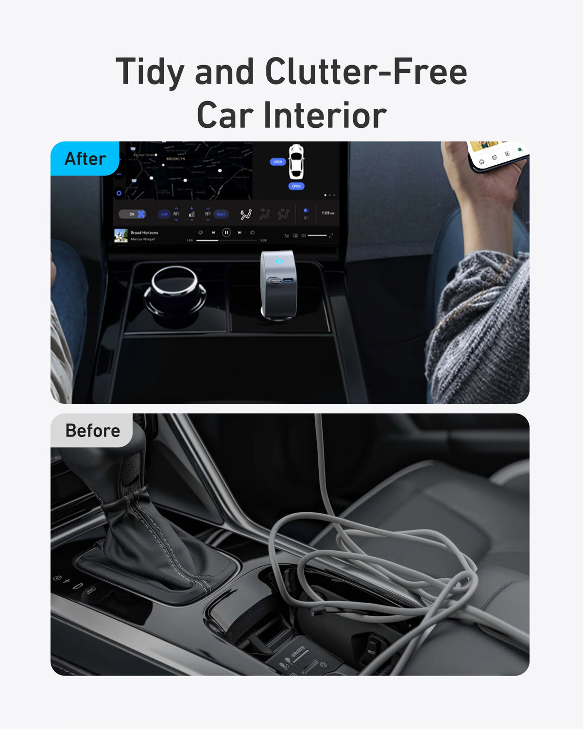 Anker Nano 75W - Fast Car Charger with Retractable Cable - Black