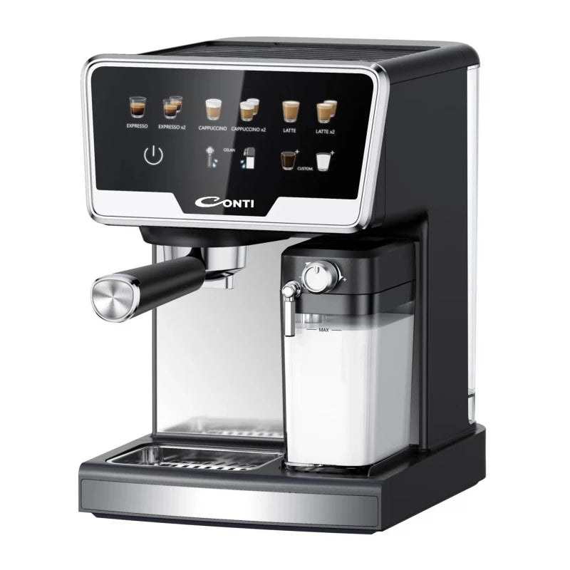 Conti CM3037 BS Espresso Coffee Machine – 15 Bar Pressure, 1280–1530W Power, 1700ml Water Tank & 500ml Milk Container