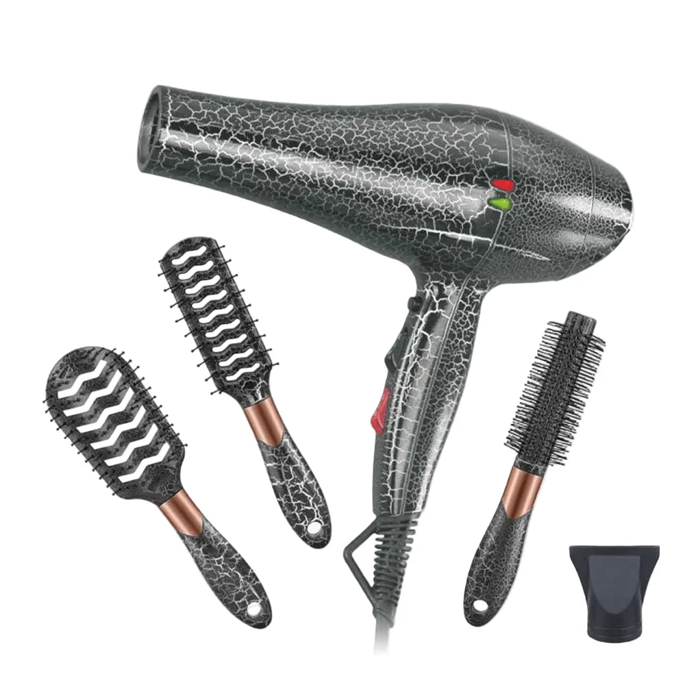 Enzo Set 4 In 1 Hair Dryer with Brushes, Black