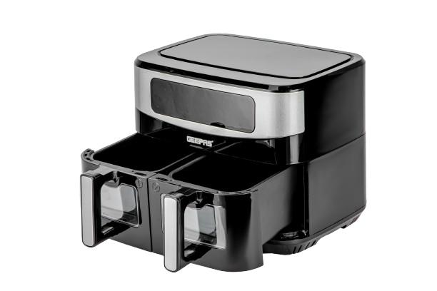 Geepas Dual Basket Digital Air Fryer 9L With VORTEX Air Frying Technology (GAF37525)