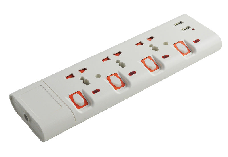 Geepas GES4094 3-way extension socket with 2 USB ports , and a 3m long cable for flexible use.