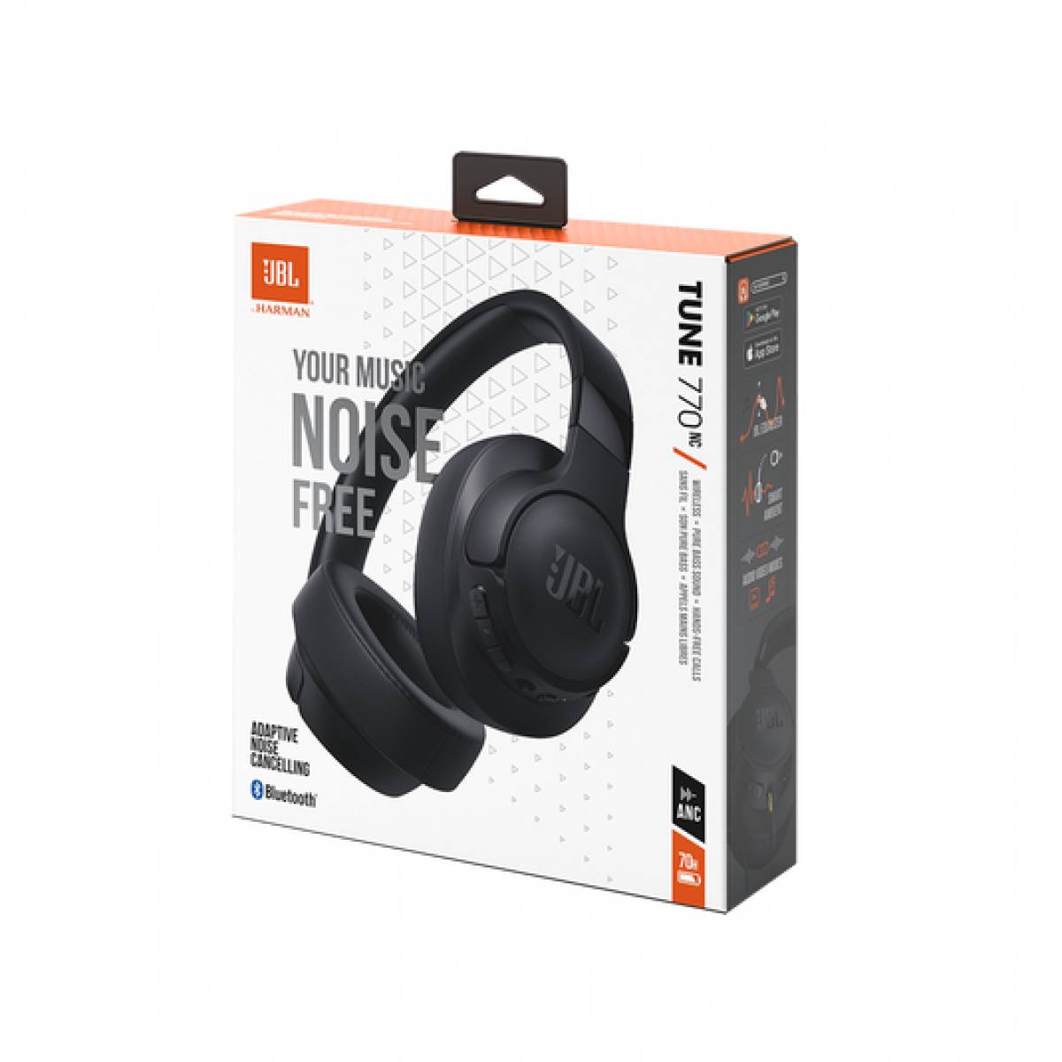 JBL Tune 770NC - Adaptive Noise Cancelling with Smart Ambient Wireless Over-Ear Headphones, Bluetooth 5.3, Up to 70H Battery Life with Speed Charge, Lightweight, Comfortable & Foldable Design (Black)