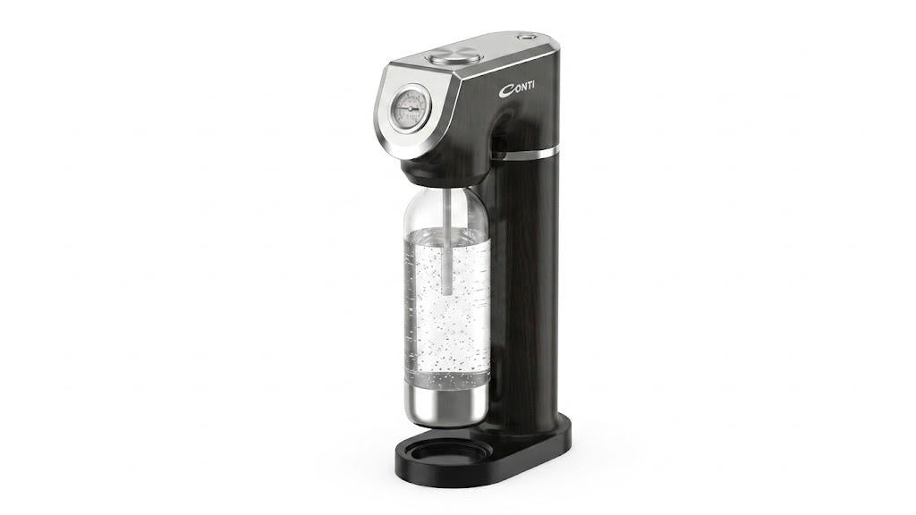 Conti 1L Soda Maker with 60L Gas Cylinder, Adjustable Pressure, Black SM 1L BK