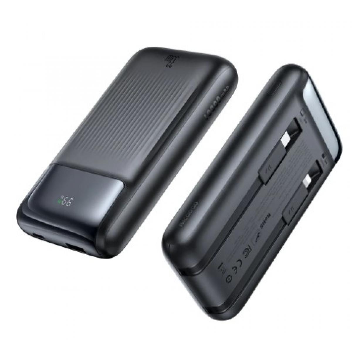 Mcdodo 10000mAh 33W Power Bank with Built in Cables Digital Display - Black - 18 Months Warranty