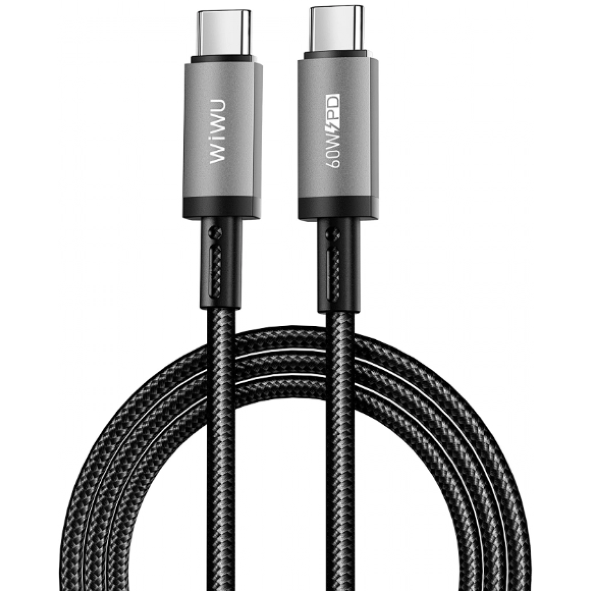 WiWU 1.2m 60W Aluminum alloy Nylon braided USB C to USB C TITAN LINK Series Fast Charging Cable - Black