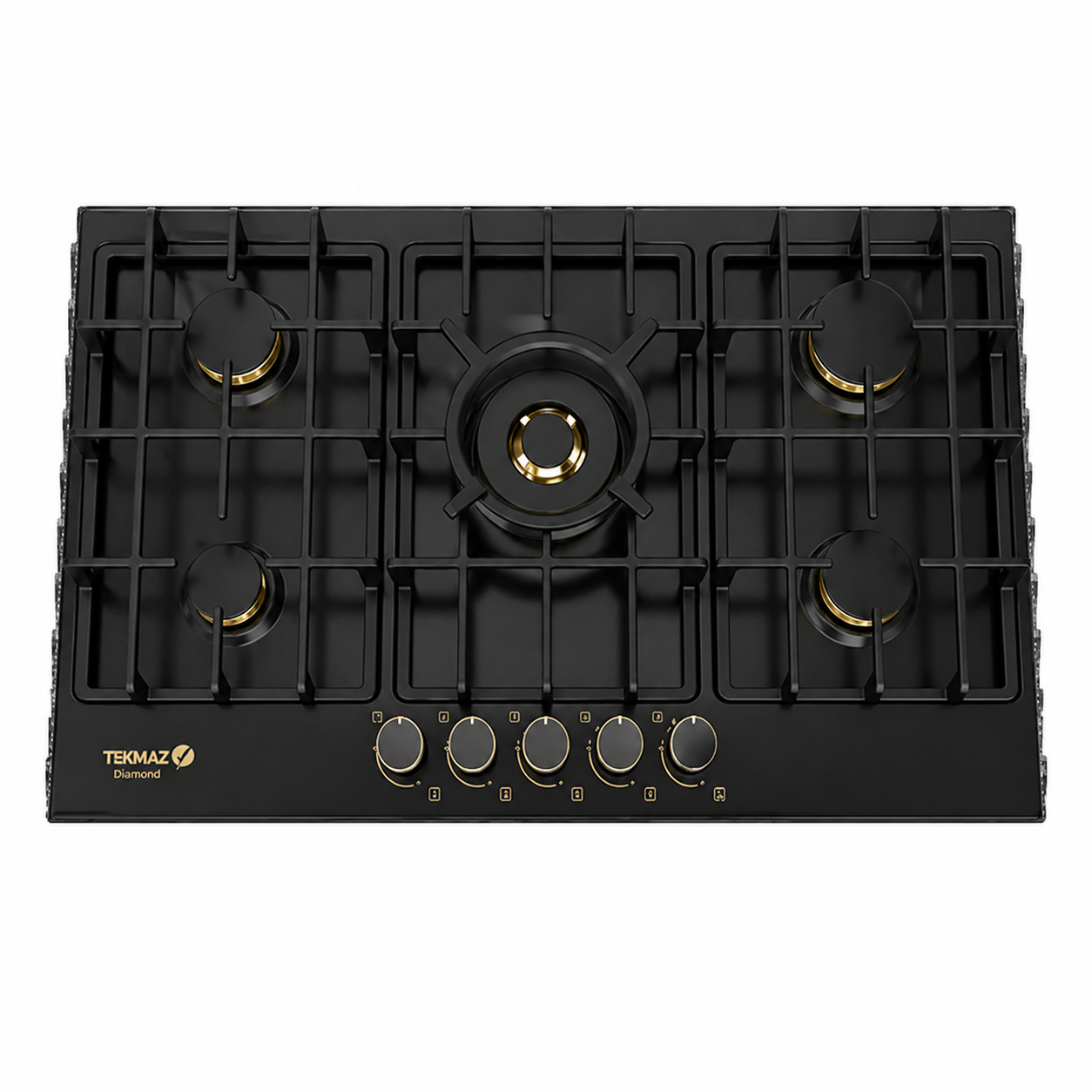 TEKMAZ Built-in Gas Hob – (90 cm, Matte Black Stainless Steel)